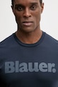 Oblečenie Bavlnené tričko Blauer BOURN BLUH02287 tmavomodrá