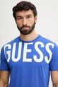 Guess t-shirt męski bawełniany niebieski F6GI01.J1314