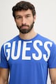 Guess t-shirt męski bawełniany niebieski F6GI01.J1314