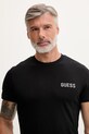 Guess T-shirt męski bawełniany z elastanem ANDREW czarny U6GM03.K6YW1