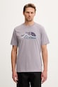 The North Face t-shirt ανδρικό βαμβακερό MOUNTAIN LINE μωβ NF0A8GUXG7O1