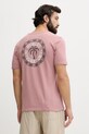 Odzież Hurley t-shirt męski bawełniany HSP26MMTS09552 różowy