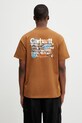 Odzież Carhartt WIP S/S Primary T-Shirt t-shirt bawełniany męski I036238.HZXX brązowy