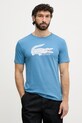 Lacoste T-shirt męski z bawełną niebieski TH0338