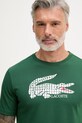 Lacoste T-shirt męski z bawełną zielony TH0338