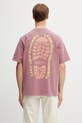 Odzież Gramicci FOOTPRINTS TEE PIGMENT DYED t-shirt basic bawełniany męski G6SU.T119. różowy
