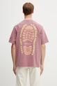 Odzież Gramicci FOOTPRINTS TEE PIGMENT DYED t-shirt basic bawełniany męski G6SU.T119. różowy