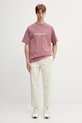 Gramicci FOOTPRINTS TEE PIGMENT DYED t-shirt basic bawełniany męski G6SU.T119. różowy