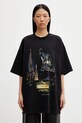 Pamučna majica VETEMENTS Paris Tourist ME76TR244B crna SS26