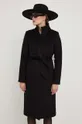 Vlnený kabát Answear Lab čierna