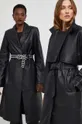 Δερμάτινο παλτό Answear Lab X limited collection NO SHAME μαύρο