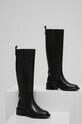 Δερμάτινες μπότες Answear Lab φλατ μαύρο LT07.W1623.AT