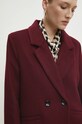 Answear Lab palton de lana WA24.KPD003 burgundia