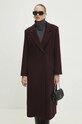 Answear Lab palton de lana WA24.KPD004 burgundia WA24