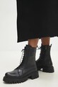 Answear Lab bocanci de piele cu snur negru 101.10436.TRAT