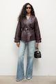 Answear.LAB geaca de piele WA25-KUD037 burgundia WA25