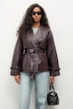 Îmbrăcăminte Answear.LAB geaca de piele WA25-KUD037 burgundia