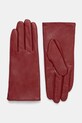 Answear.LAB rękawiczki skórzane skóra licowa bordowy plain glove