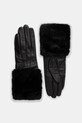 Answear.LAB rękawiczki skórzane skóra licowa czarny furry long33.black
