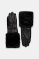 Answear.LAB rękawiczki skórzane skóra licowa czarny furry long33.black