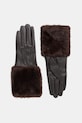 Answear.LAB rękawiczki skórzane skóra licowa brązowy furry long33.choco