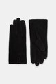 Answear.LAB rękawiczki zamszowe skóra zamszowa czarny plain.glove.2.fh