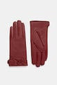 Answear.LAB rękawiczki skórzane skóra licowa bordowy leaf.glove