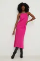Answear Lab sukienka z lnem X kolekcja limitowana SISTERHOOD ostry różowy