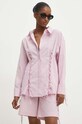 Хлопковая рубашка Answear.LAB WS24.KDD121 розовый WA24