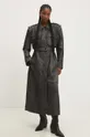 Kožený kabát Answear Lab sivá