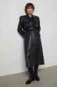 Kožený kabát Answear Lab čierna