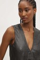 Answear Lab vestă de piele gri WS24.KZD002