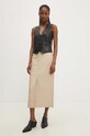 Kožená sukně Answear.LAB WS24..SDD003 béžová WS24