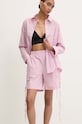 Answear Lab pantaloni scurti din bumbac WS24.SZD121 roz