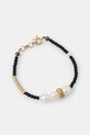 Náramok ručne vytvorený z pozláteného striebra s vyšľachtenou perlou a hematitom Answear Lab WS25.AKD007 čierna WS25