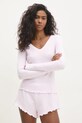 Бавовняна піжама Answear Lab WS25.BID00B рожевий WS25