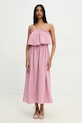 Answear Lab rochie din bumbac midi roz 8870.p.flk