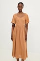 Odzież Answear.LAB sukienka z lnem 8868.b.flk brązowy