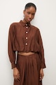 Answear.LAB koszula damska z lyocellem brązowy cm388.iak