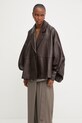 Answear.LAB kurtka oversize damska skórzana z kolekcji Unscripted WS26-KUD024 brązowy WS26