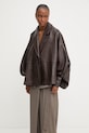 Answear.LAB kurtka oversize damska skórzana z kolekcji Unscripted WS26-KUD024 brązowy WS26