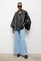 Answear.LAB kurtka oversize damska skórzana z kolekcji Unscripted WS26-KUD024 czarny WS26