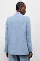 Odzież Answear.LAB marynarka dwurzędowa damska z dodatkiem lnu m.08611.hak niebieski