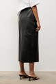 Answear.LAB spódnica z rozcięciem skórzana czarny .