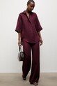 Answear.LAB spodnie damskie lniane PN1595 bordowy WS26