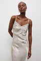 Answear.LAB spodnicové šaty s prímesou ľanu béžová NewSlipDress.hak