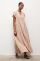 Answear.LAB sukienka z domieszką lnu VestidoLargo.hak beżowy WS26