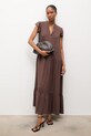 Answear.LAB sukienka z domieszką lnu VestidoLargo.hak brązowy WS26