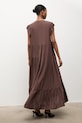 Odzież Answear.LAB sukienka z domieszką lnu VestidoLargo.hak brązowy