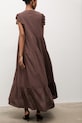 Answear.LAB sukienka z domieszką lnu brązowy VestidoLargo.hak